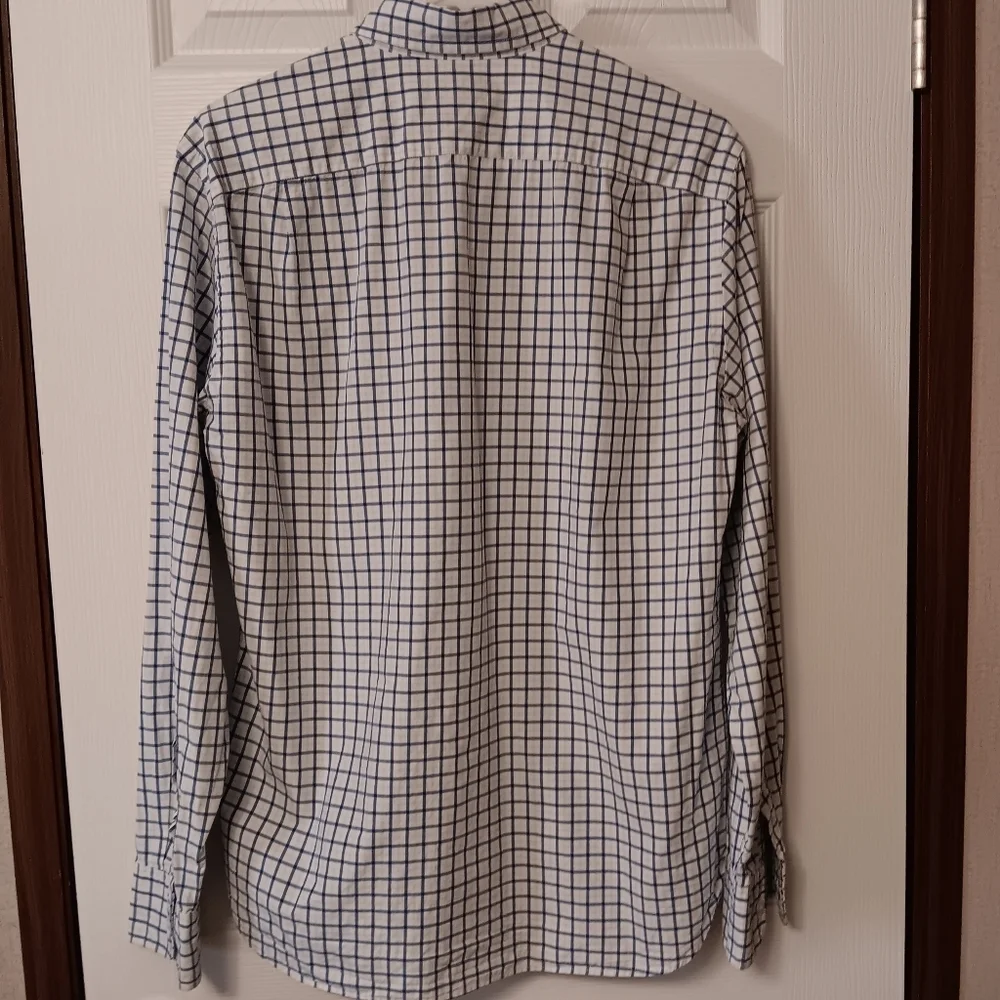 J Crew Classic Blue & White Checkered 100% Cotton Slim-Fit Button Front Shirt